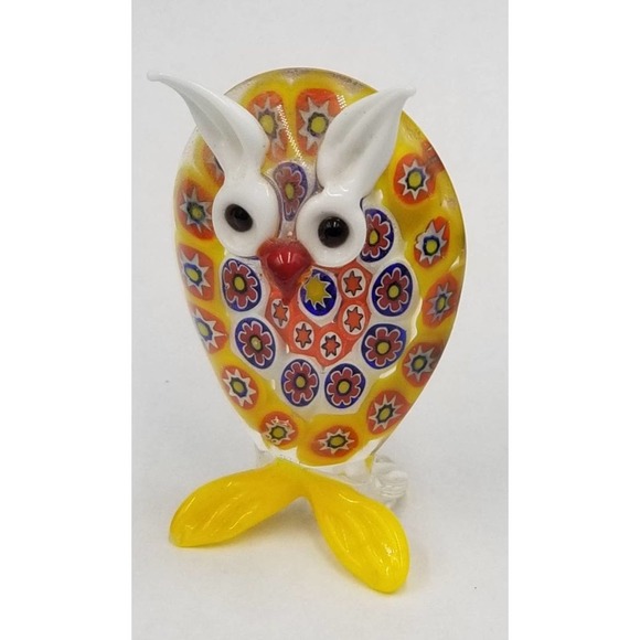 Vintage Millefiori Glass Hoot Owl Figure - Picture 2 of 6